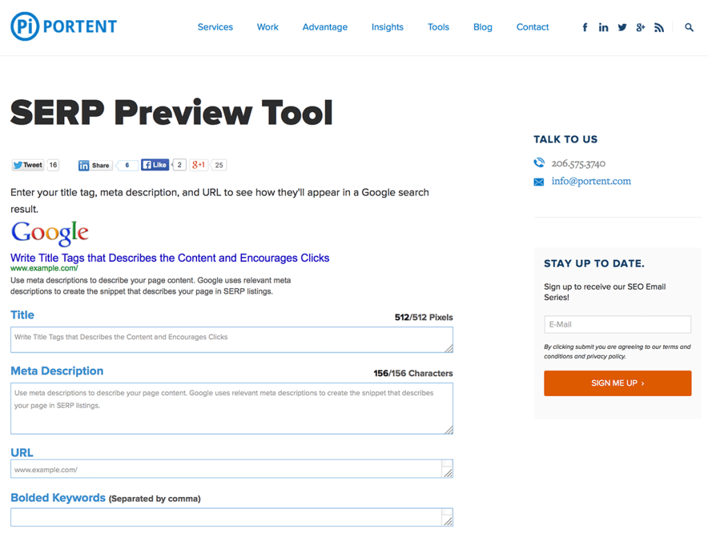 SERP preview Tool